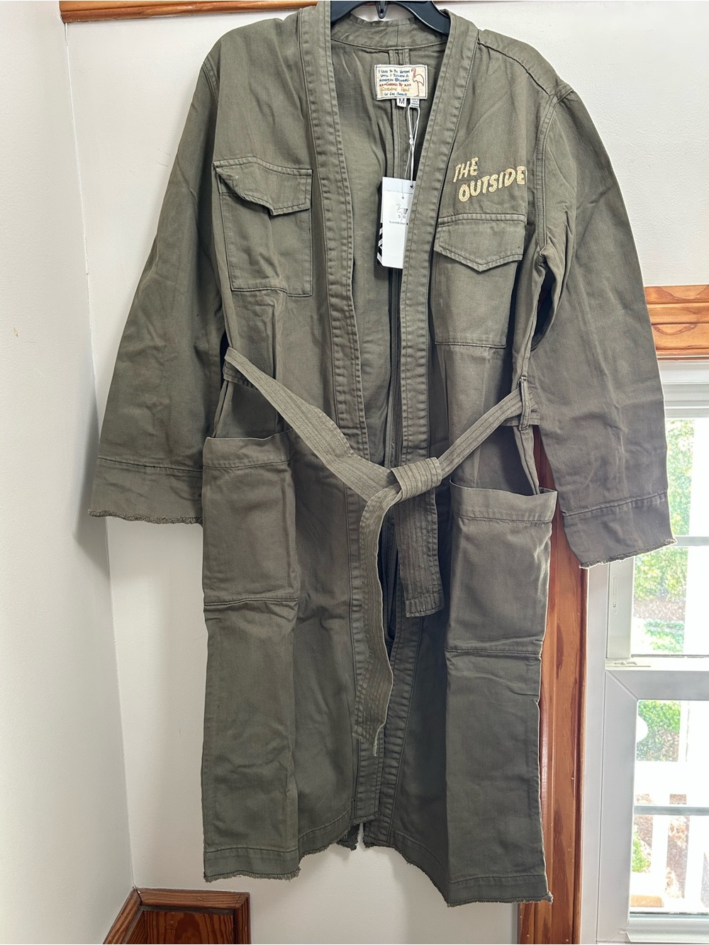 The Outside Olive Green Utility Trench Coat with Tie Waist